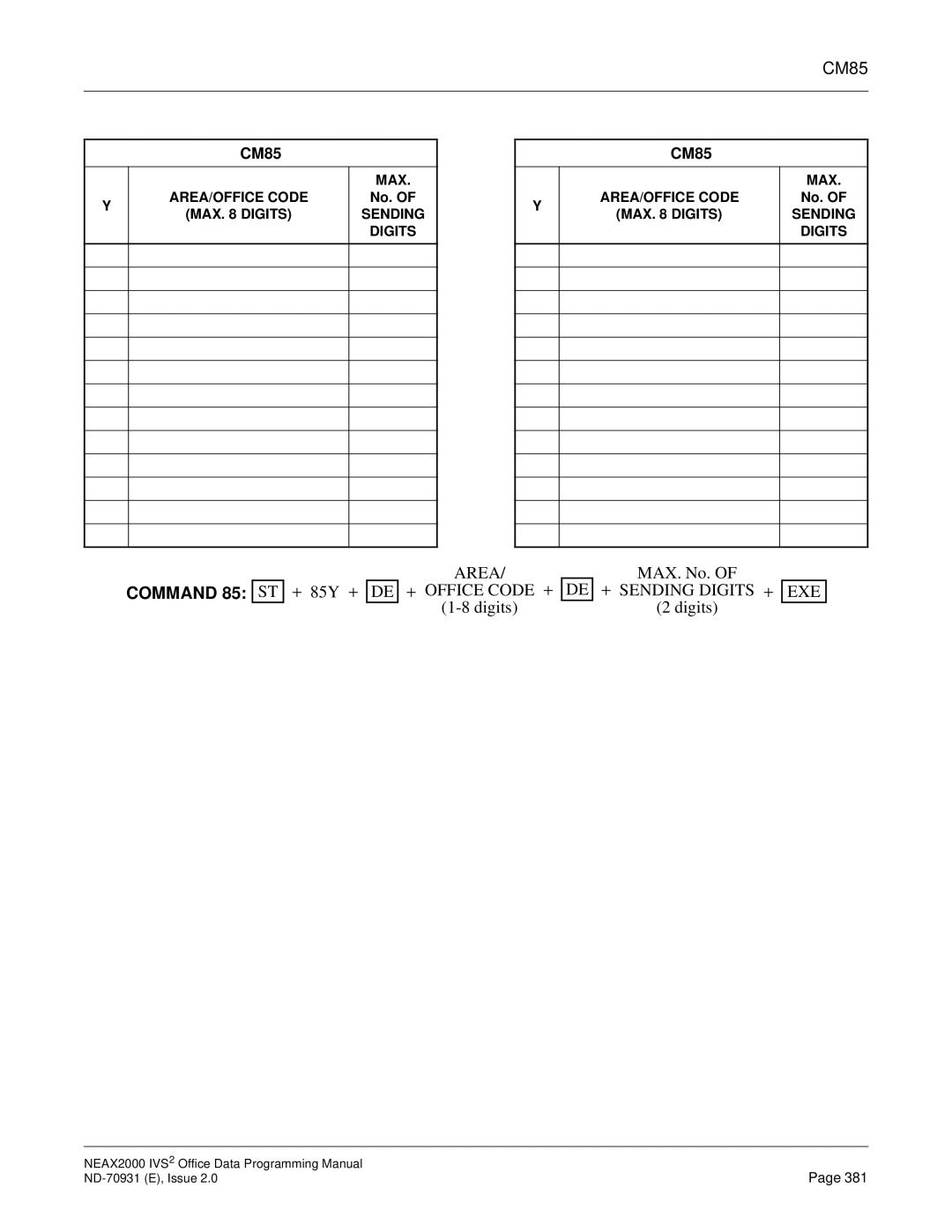 NEC NEAX2000 IVS2 manual CM85 