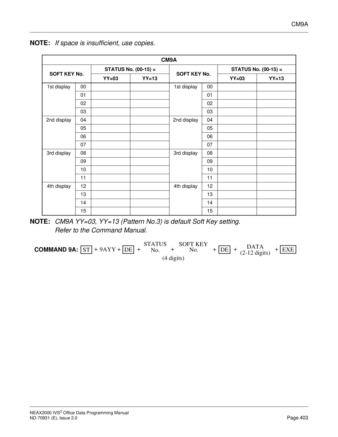 NEC NEAX2000 IVS2 manual Refer to the Command Manual 