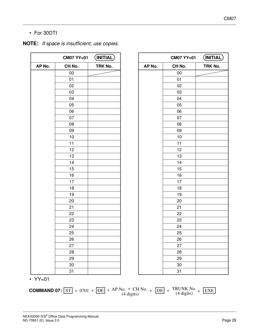 NEC NEAX2000 IVS2 manual For 30DTI 