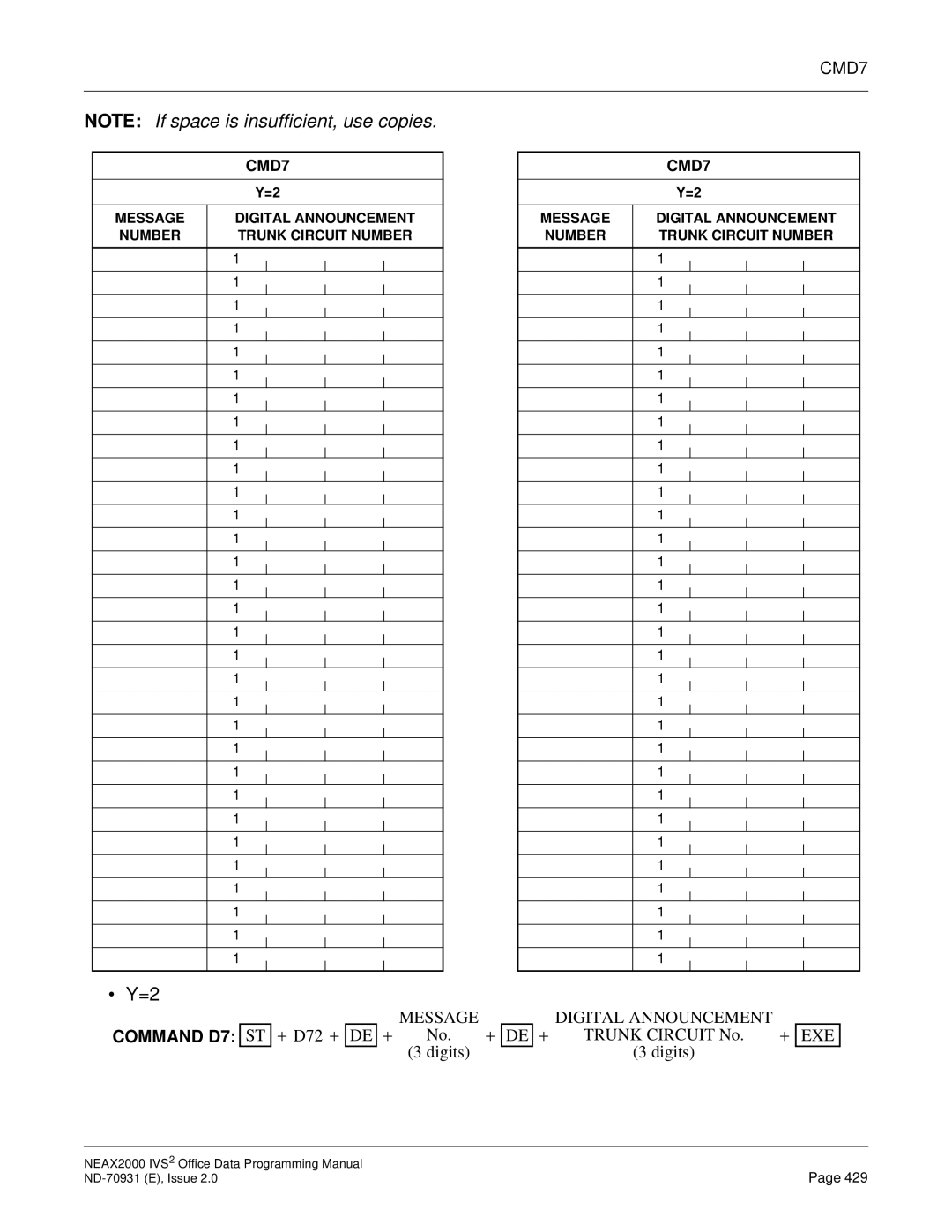 NEC NEAX2000 IVS2 manual Digital Announcement 