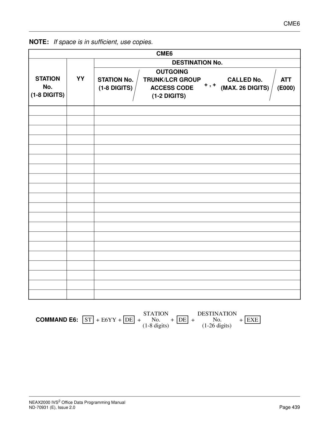 NEC NEAX2000 IVS2 manual CME6 