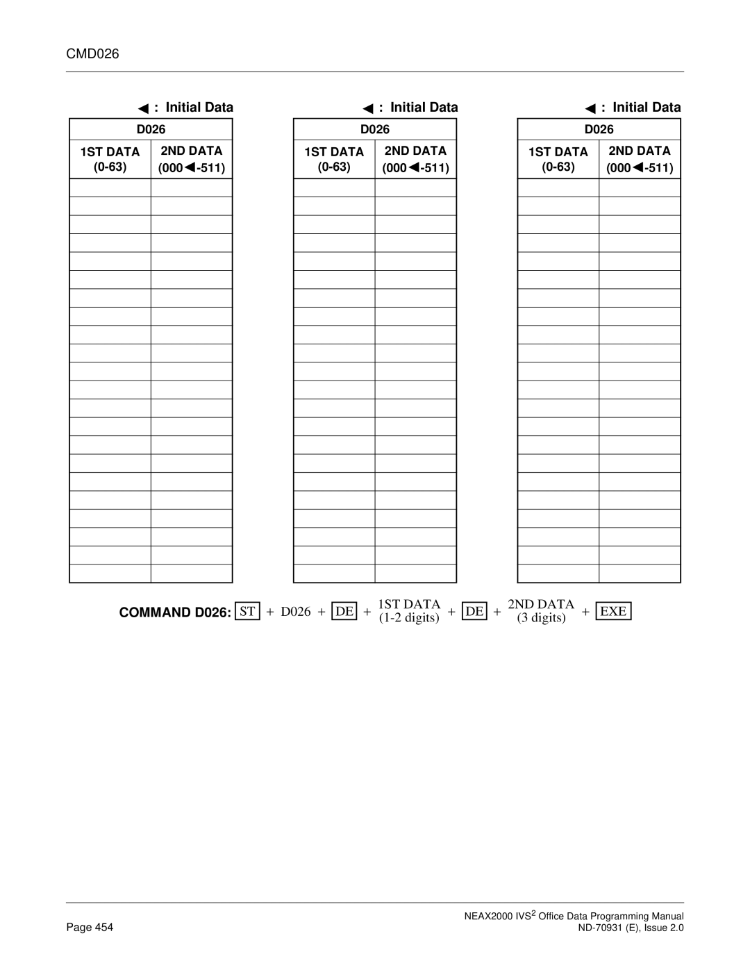 NEC NEAX2000 IVS2 manual CMD026, Command D026 