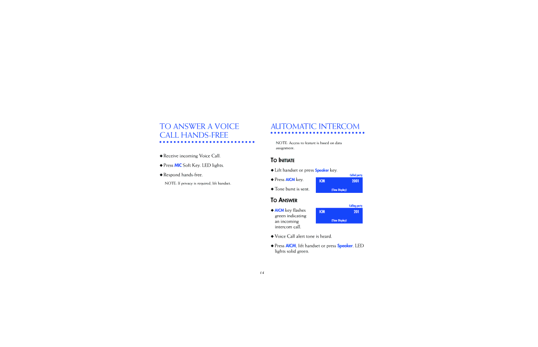 NEC NEAX2000IPS manual To Answer a Voice Call HANDS-FREE, Automatic Intercom 