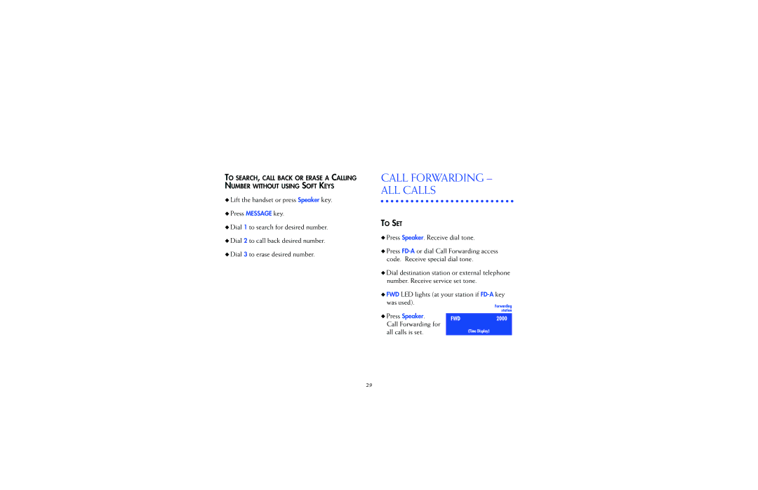 NEC NEAX2000IPS manual Call Forwarding ALL Calls 