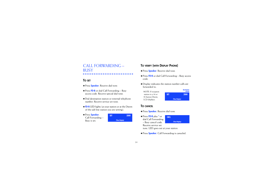 NEC NEAX2000IPS manual Call Forwarding Busy 