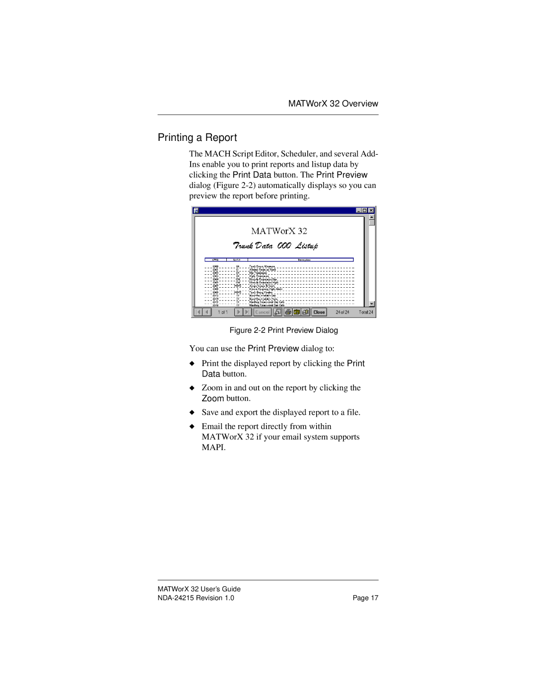 NEC NEAX2000IVS manual Printing a Report, Print Preview Dialog 