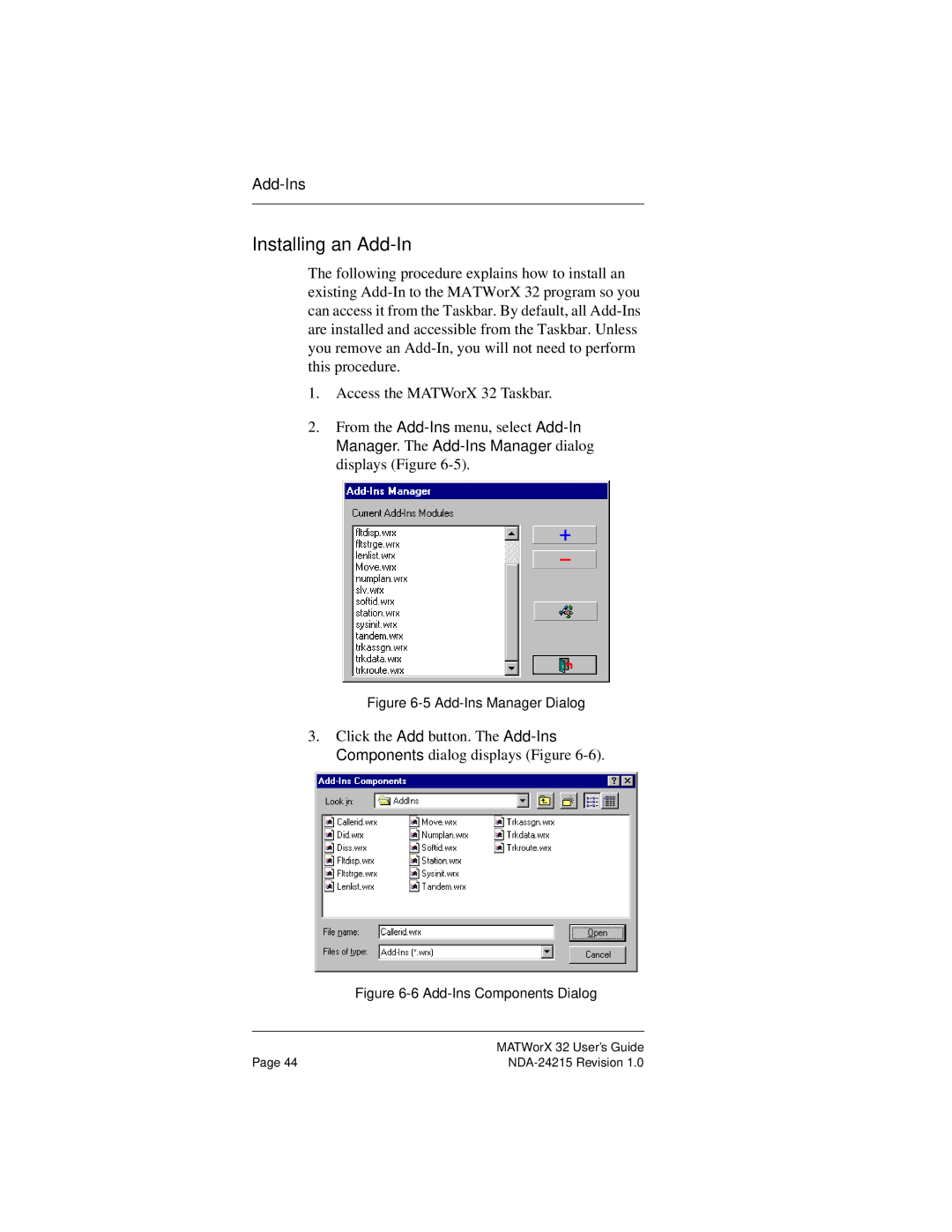 NEC NEAX2000IVS manual Installing an Add-In, Add-Ins Manager Dialog 