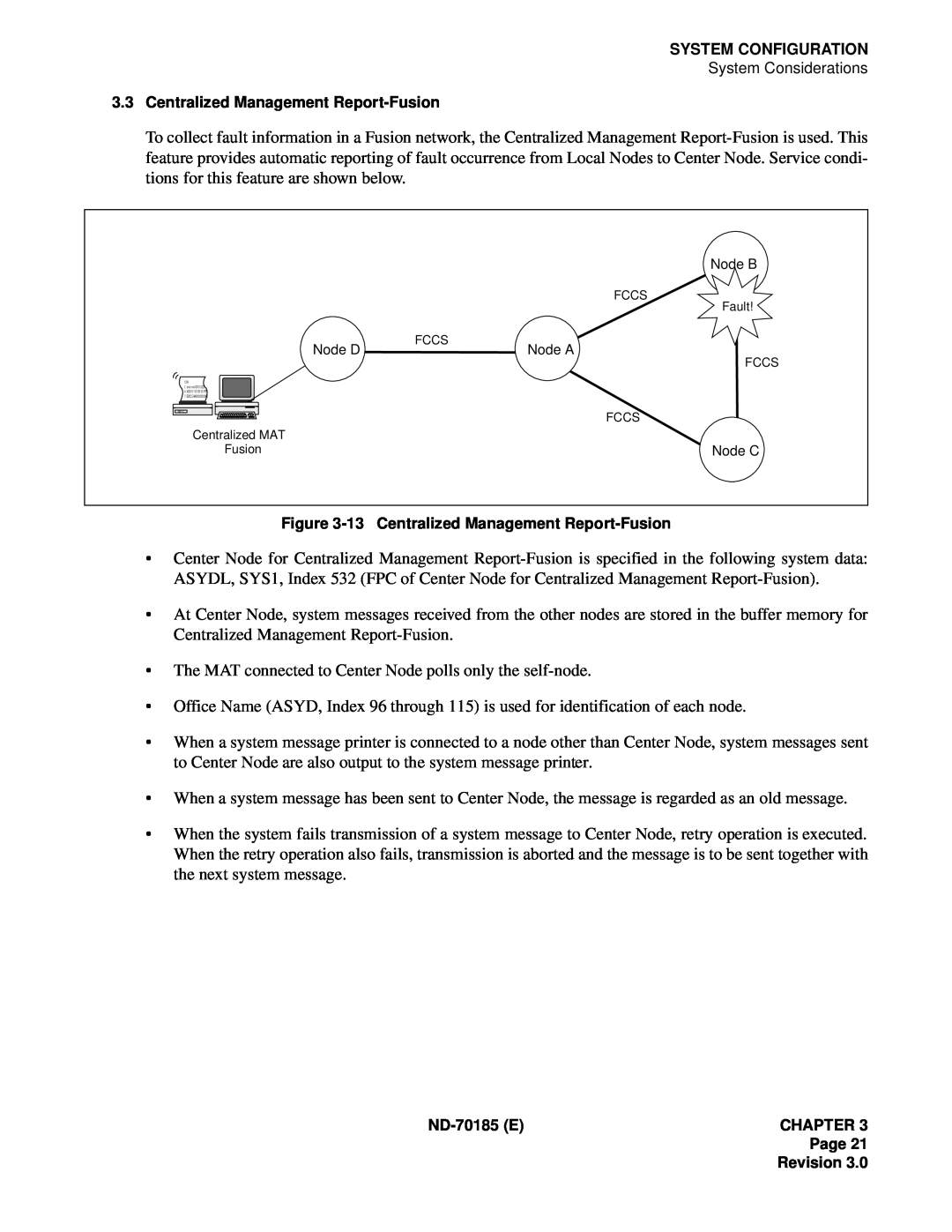 NEC NEAX2400 System Configuration, 3.3Centralized Management Report-Fusion, 13Centralized Management Report-Fusion, Node B 
