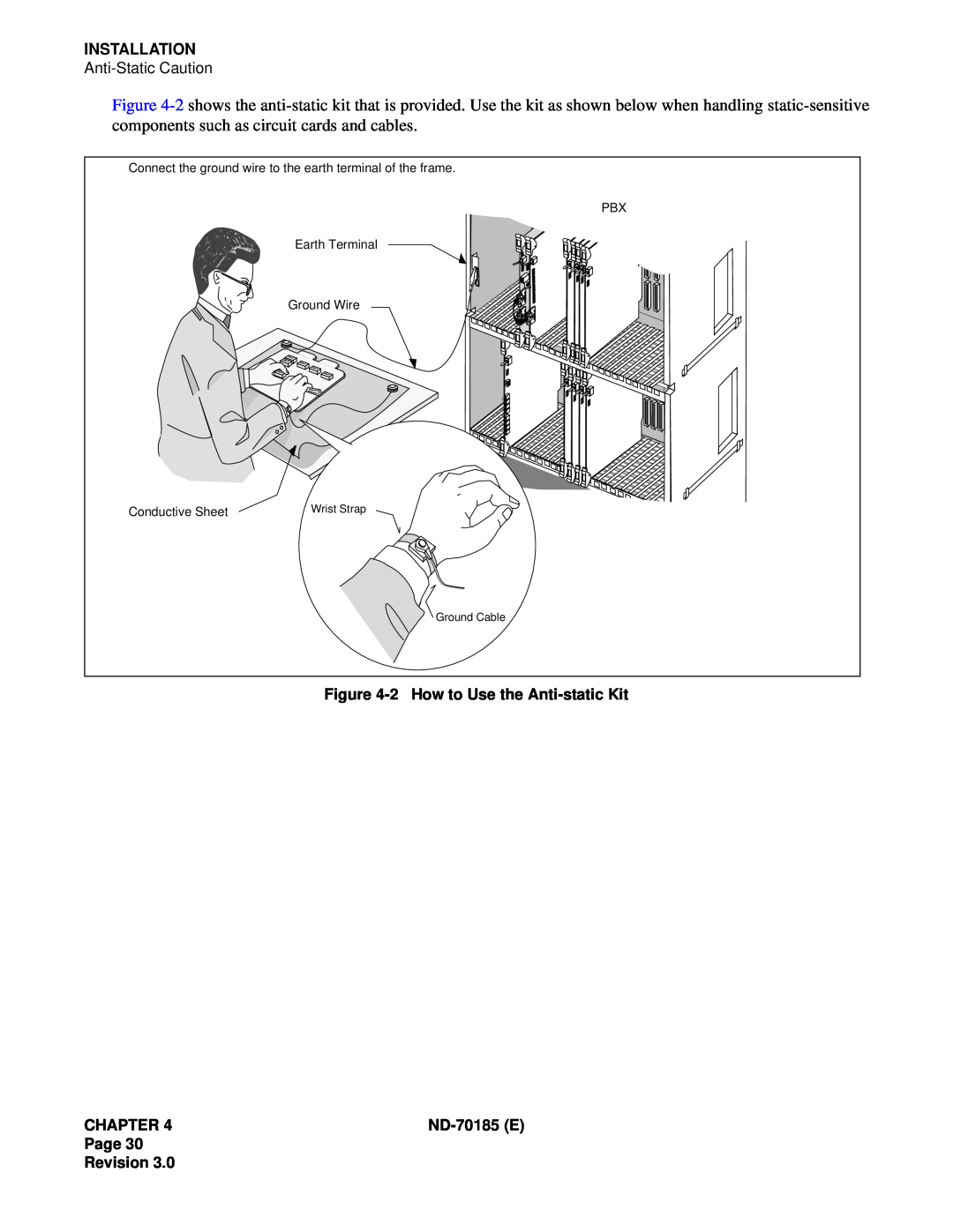 NEC NEAX2400 system manual Installation, 2How to Use the Anti-staticKit, Chapter, ND-70185E, Page Revision 
