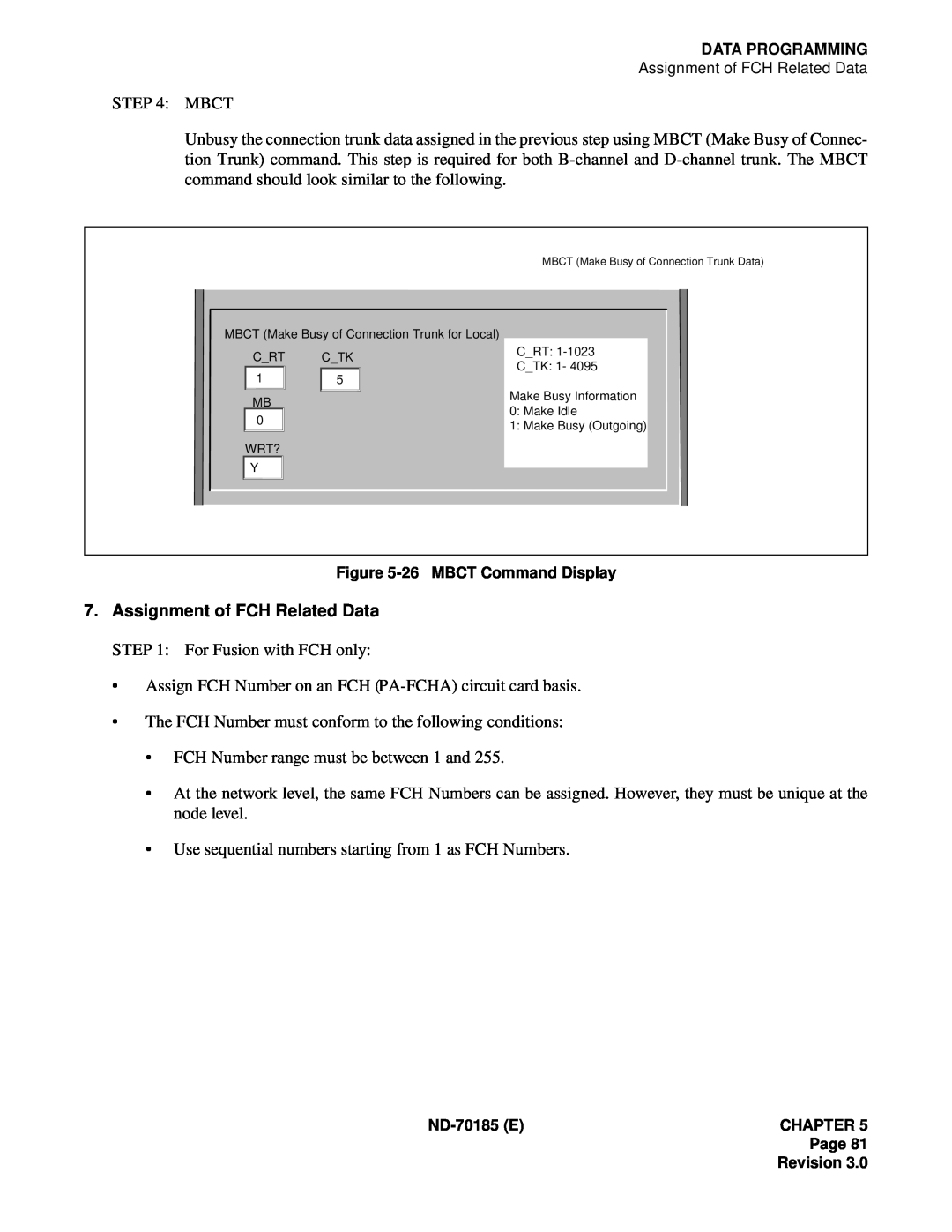 NEC NEAX2400 system manual Assignment of FCH Related Data 