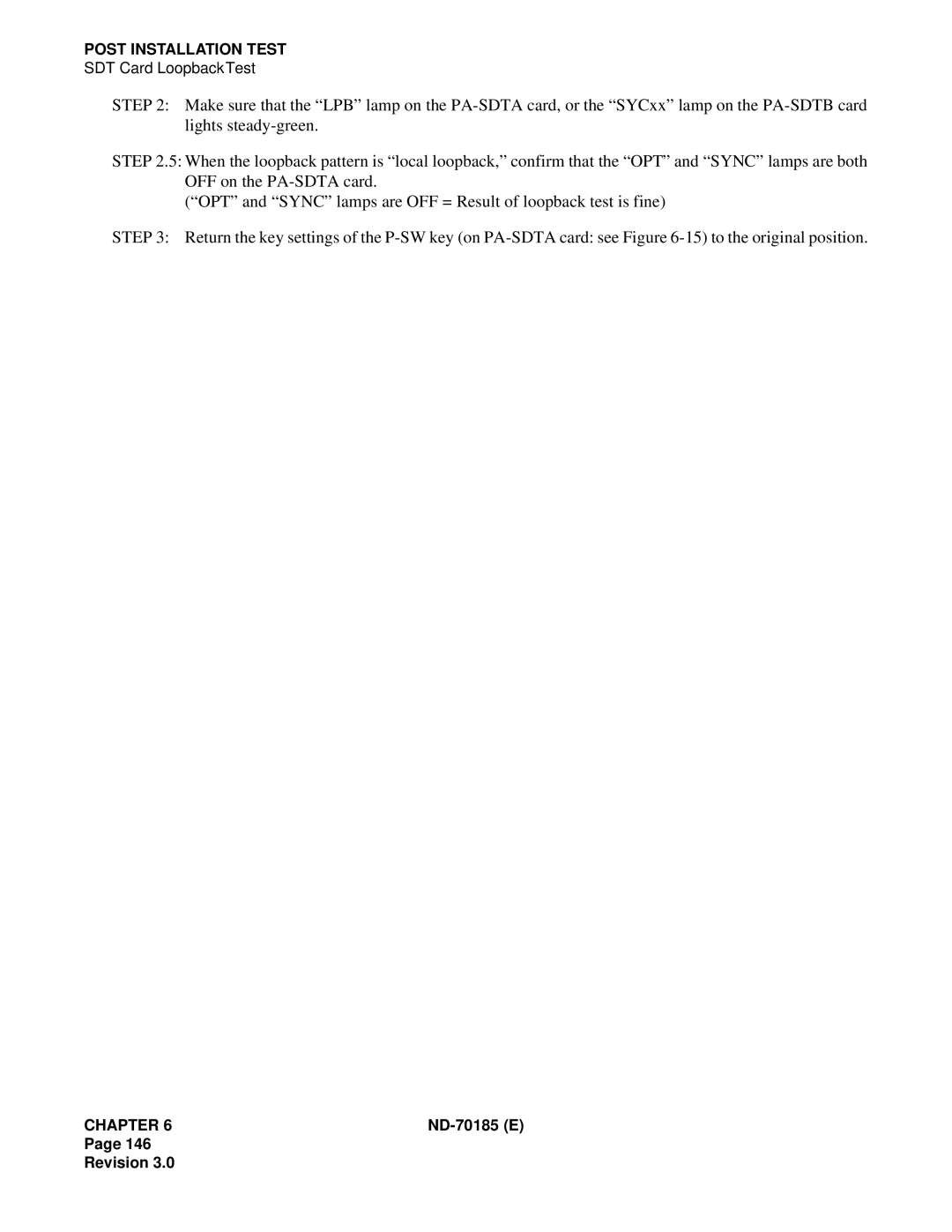 NEC NEAX2400 system manual SDT Card LoopbackTest 