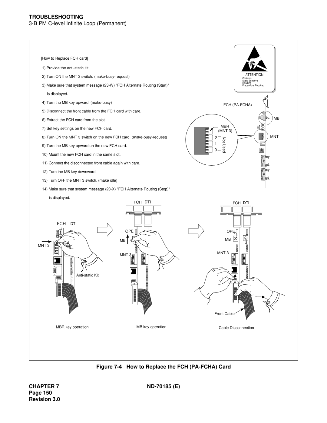 NEC NEAX2400 system manual How to Replace the FCH PA-FCHA Card 