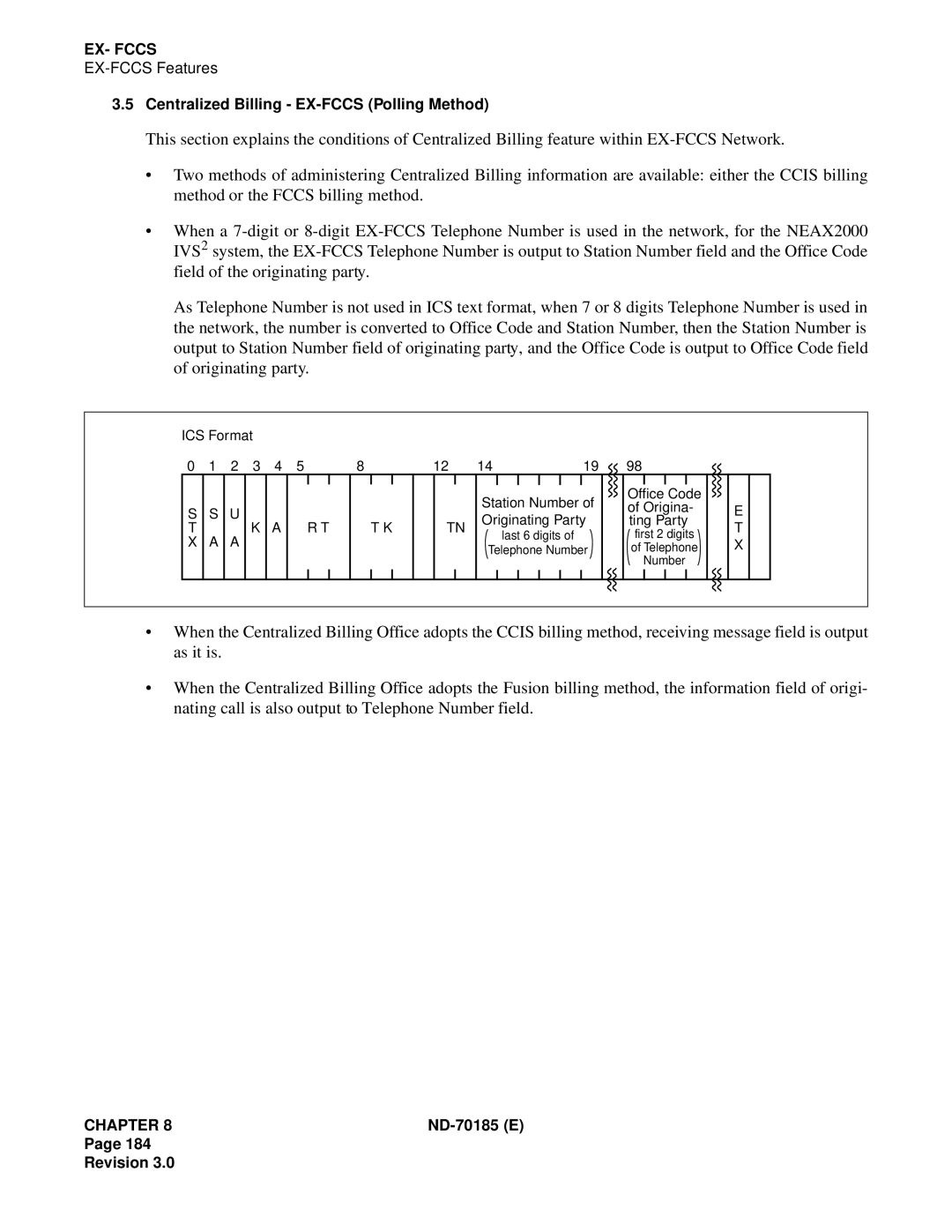 NEC NEAX2400 system manual Centralized Billing EX-FCCS Polling Method 