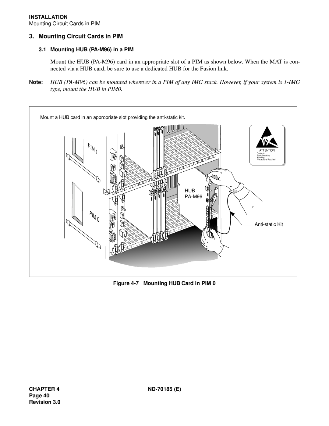 NEC NEAX2400 system manual Mounting Circuit Cards in PIM 