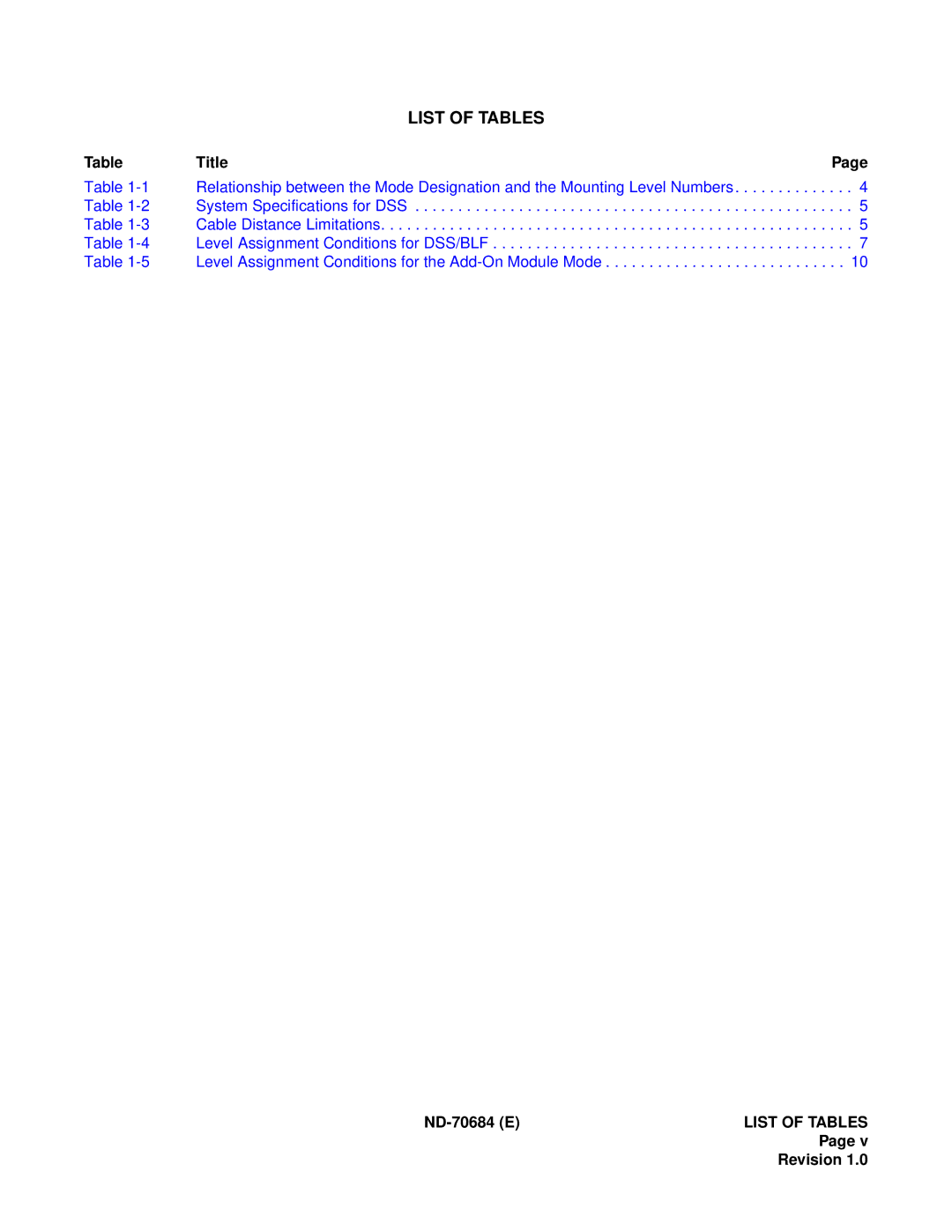 NEC NEAX2400IMX system manual List of Tables 