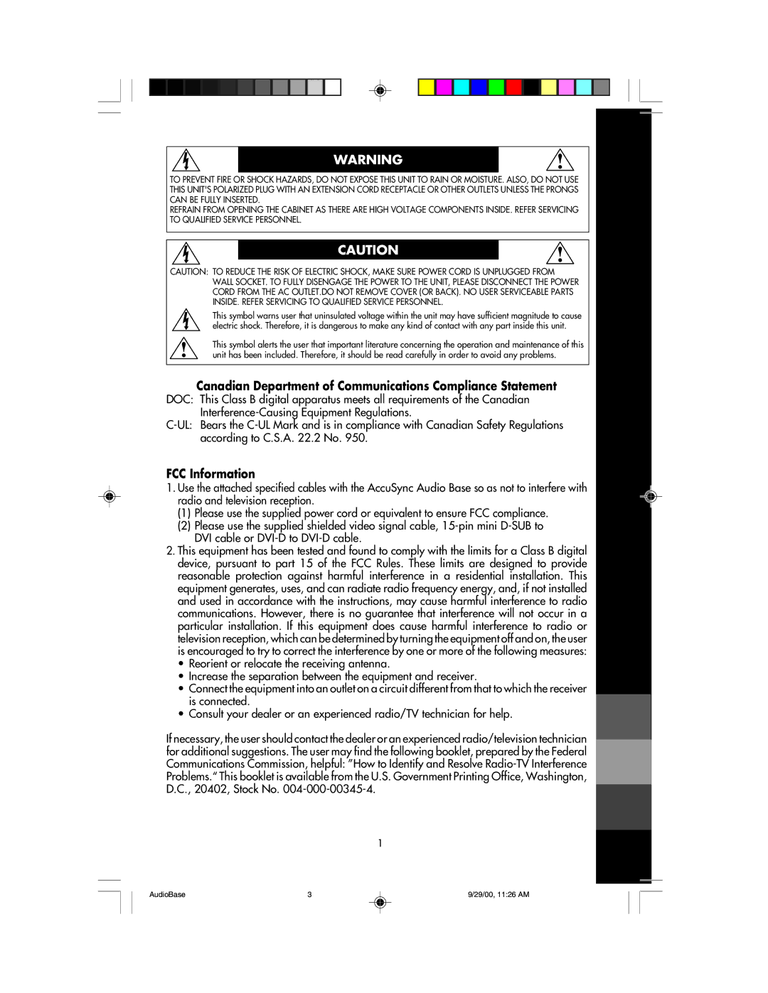 NEC NEC Display Solutions USER'S MANUAL AccuSync user manual Canadian Department of Communications Compliance Statement 