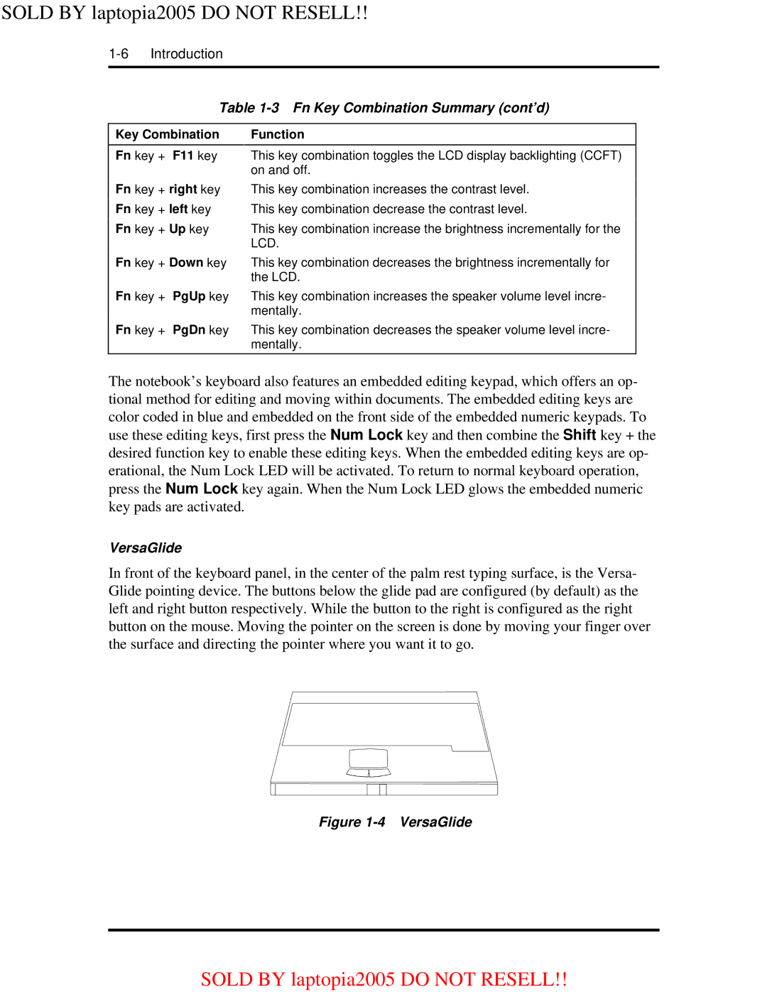 NEC NEC Computer Systems Division, Packard Bell NEC, Inc warranty Fn Key Combination Summary cont’d, VersaGlide 