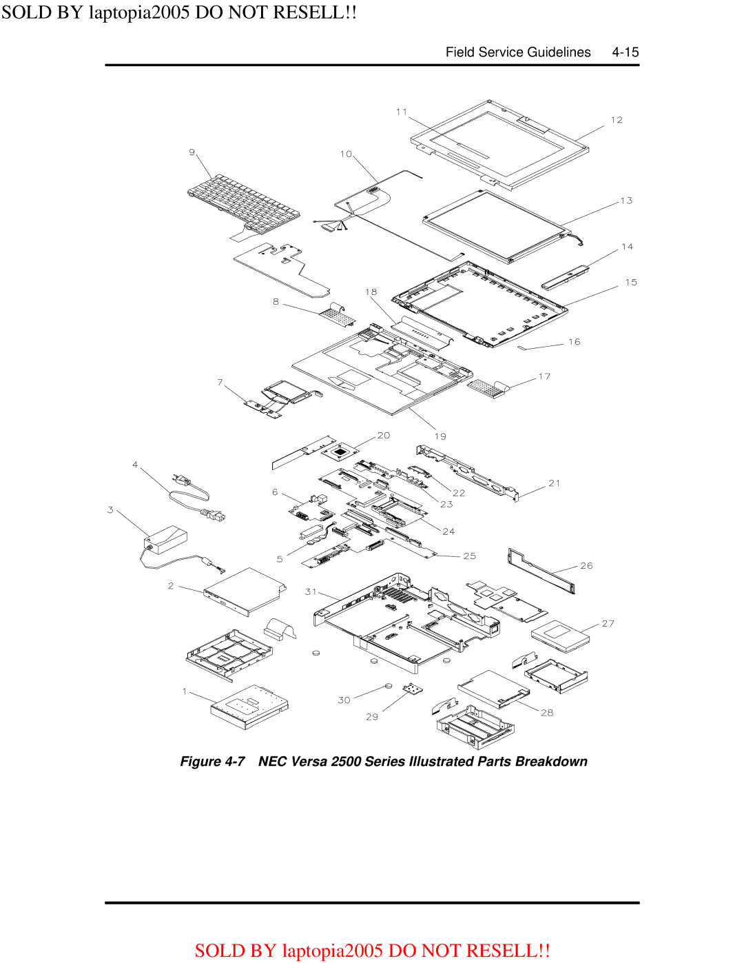 NEC NEC Computer Systems Division, Packard Bell NEC, Inc warranty NEC Versa 2500 Series Illustrated Parts Breakdown 