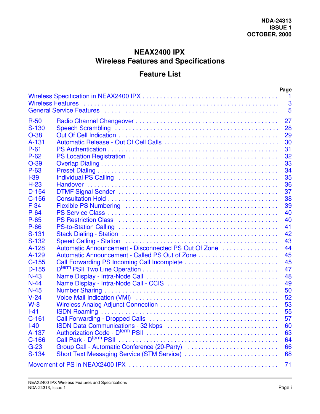 NEC nec specifications NEAX2400 IPX 