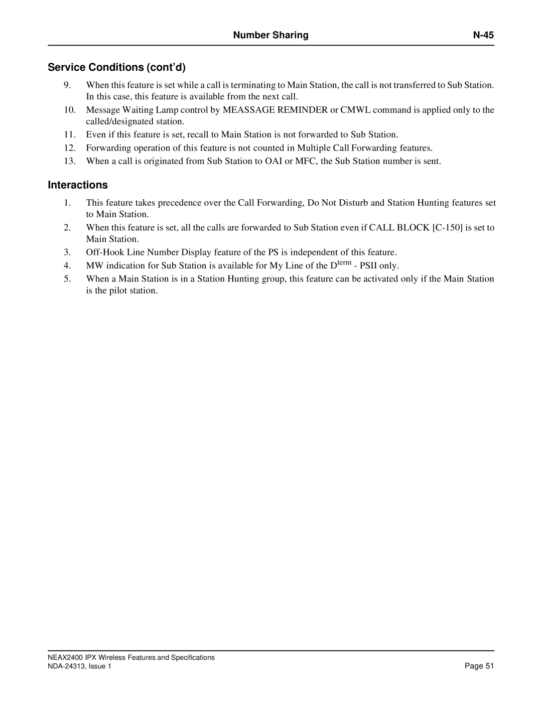 NEC nec specifications Interactions 