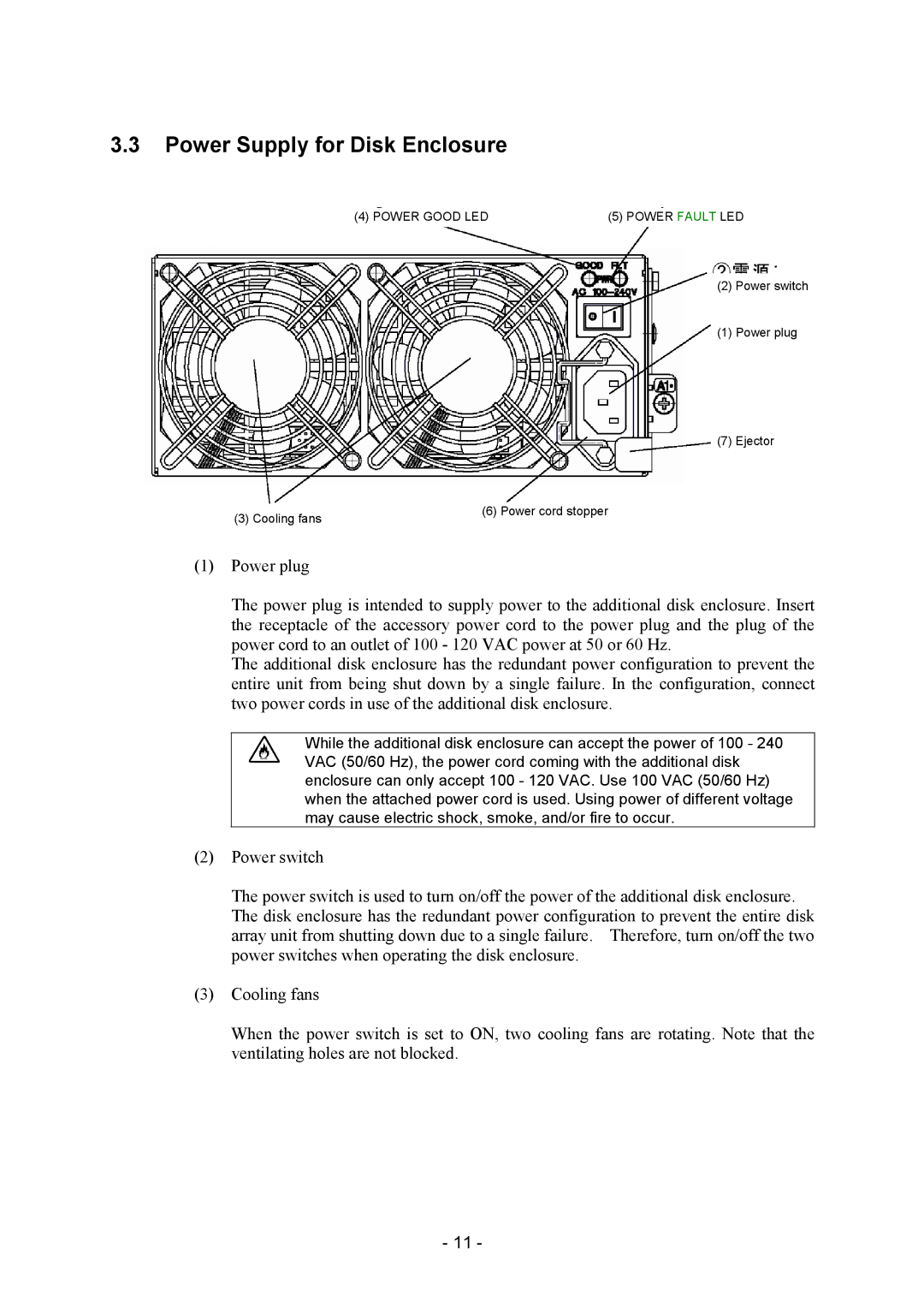 NEC NF2300-SE41E manual Power Supply for Disk Enclosure 