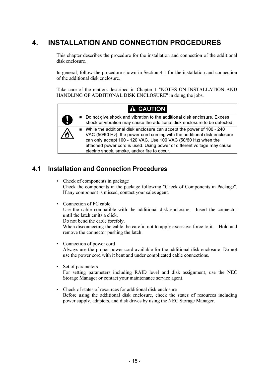 NEC NF2300-SE41E manual Installation and Connection Procedures 