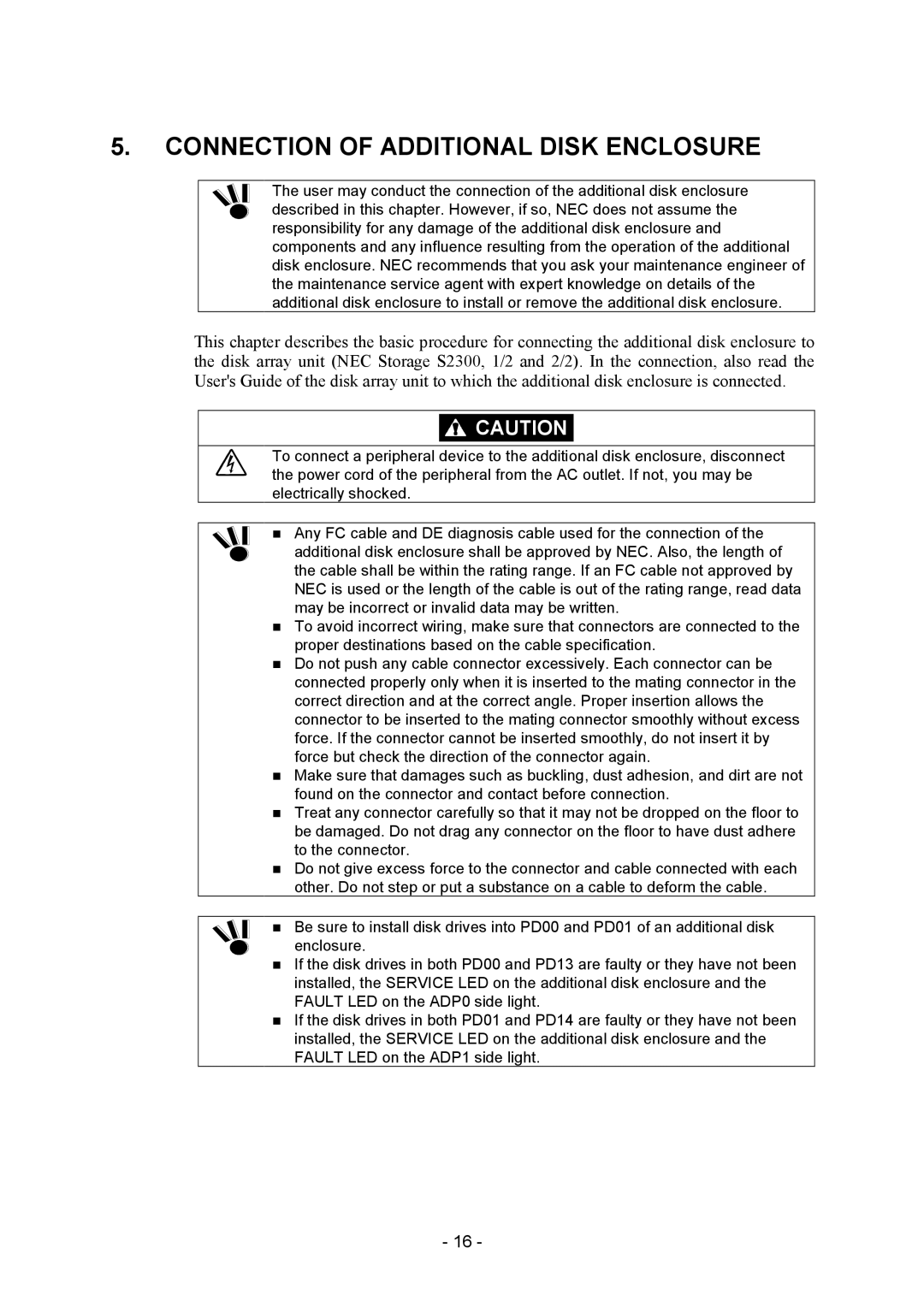 NEC NF2300-SE41E manual Connection of Additional Disk Enclosure 