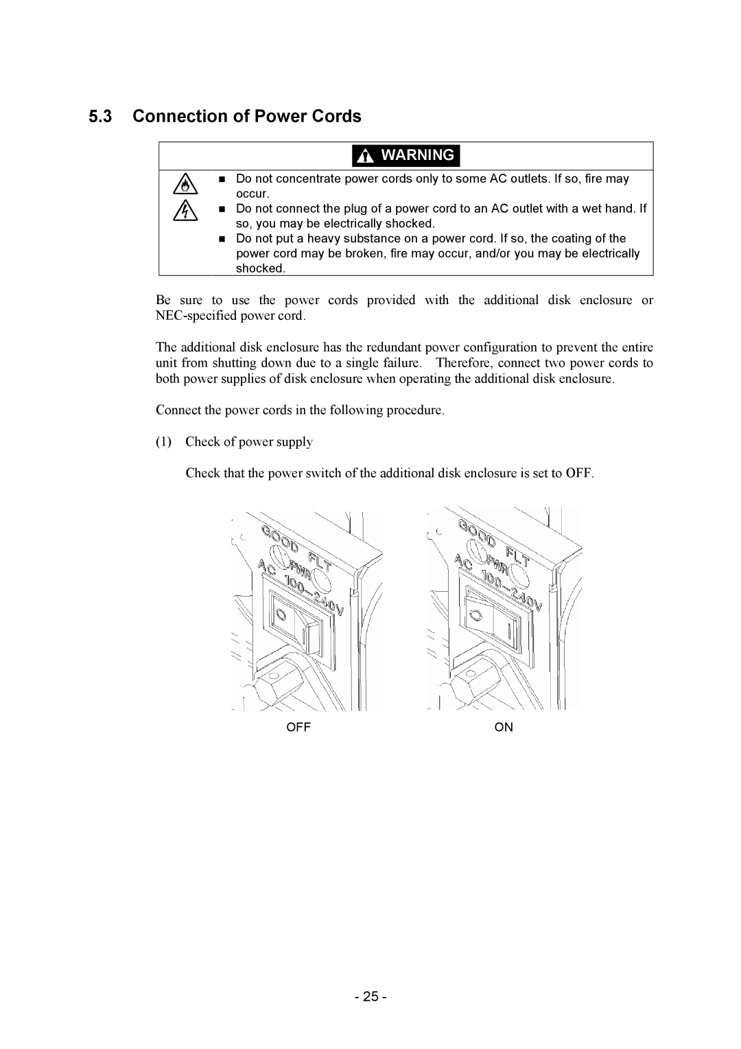 NEC NF2300-SE41E manual Connection of Power Cords 