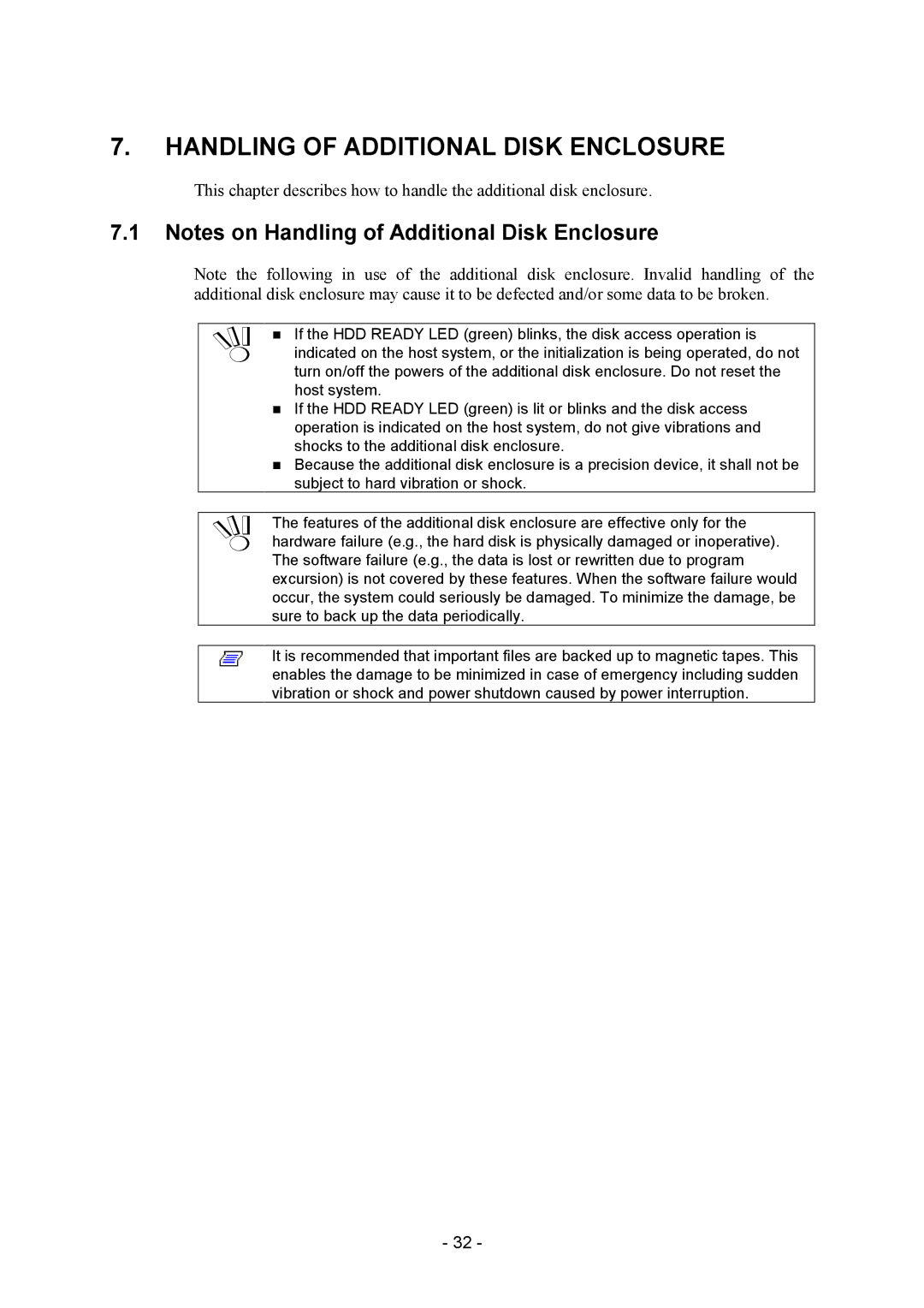 NEC NF2300-SE41E manual Handling of Additional Disk Enclosure 