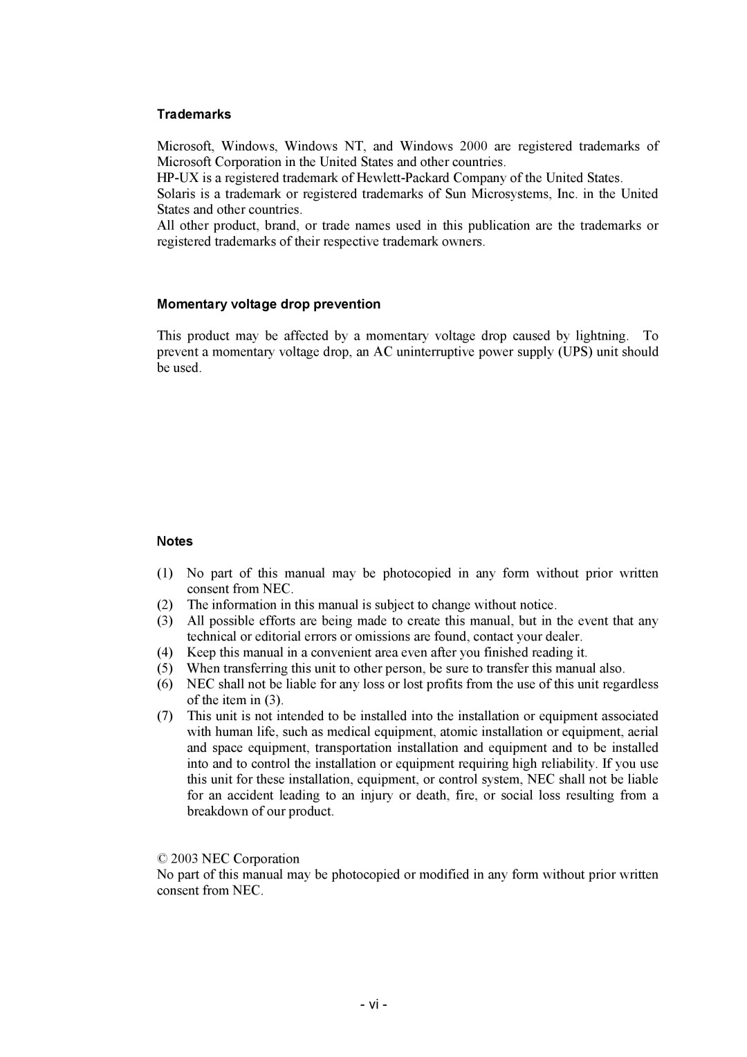 NEC NF2300-SE41E manual Trademarks 