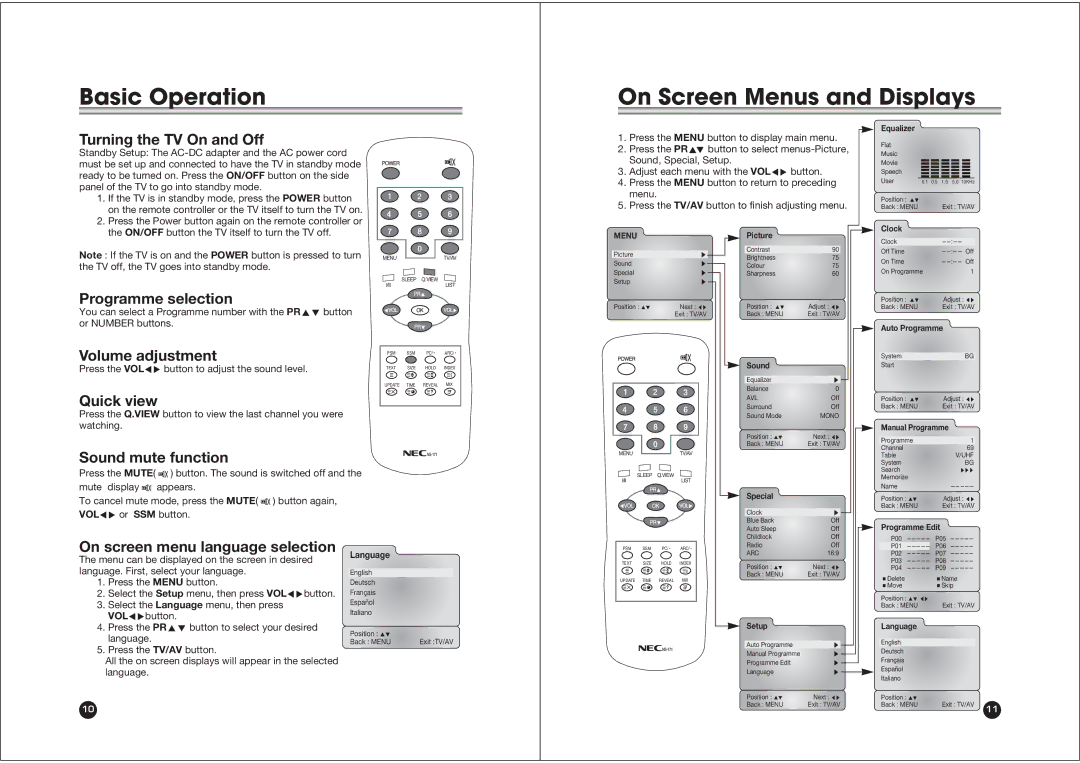 NEC NLT-17WF owner manual Basic Operation On Screen Menus and Displays 