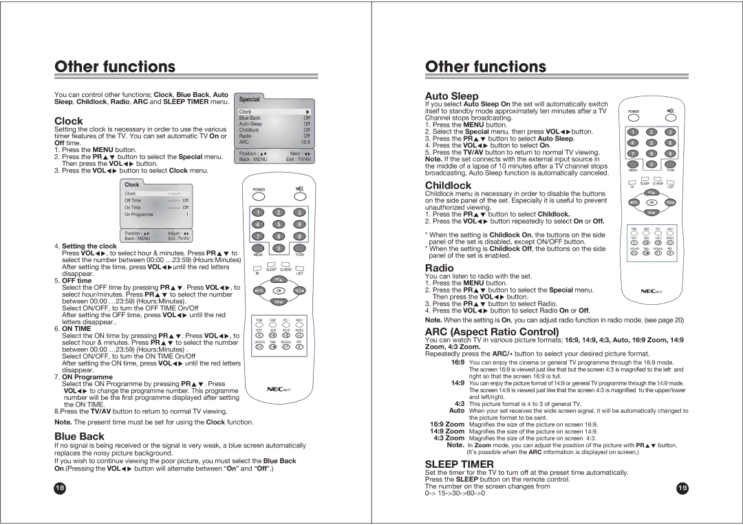 NEC NLT-17WF owner manual Other functions 