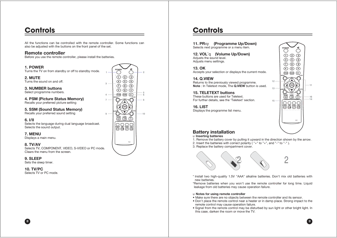 NEC NLT-20 owner manual Remote controller, Battery installation 