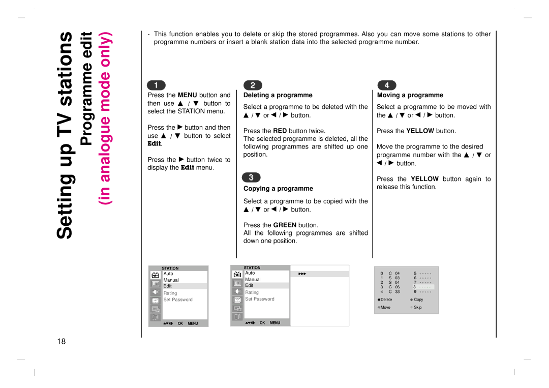 NEC NLT-32HD1, NLT-26HD1, NLT-42HD1 owner manual Deleting a programme, Copying a programme, Moving a programme 