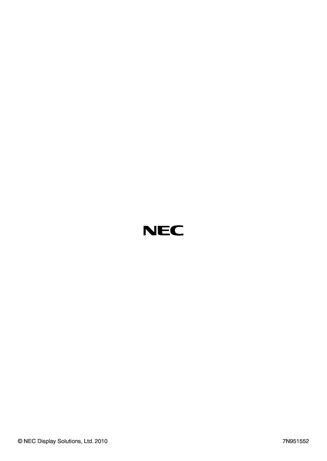 NEC NP-P420X, NP-P350X, NP-P350W user manual 7N951552 