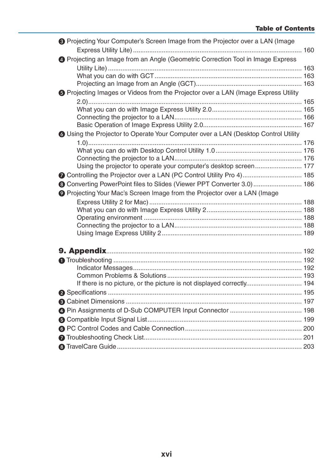 NEC NP-P420X, NP-P350X, NP-P350W user manual Xvi 