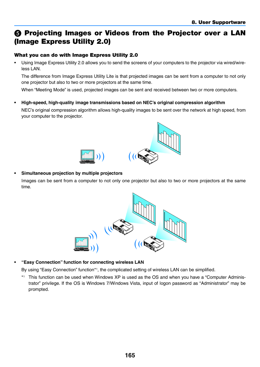 NEC NP-P420X, NP-P350X 165, What you can do with Image Express Utility, Simultaneous projection by multiple projectors 