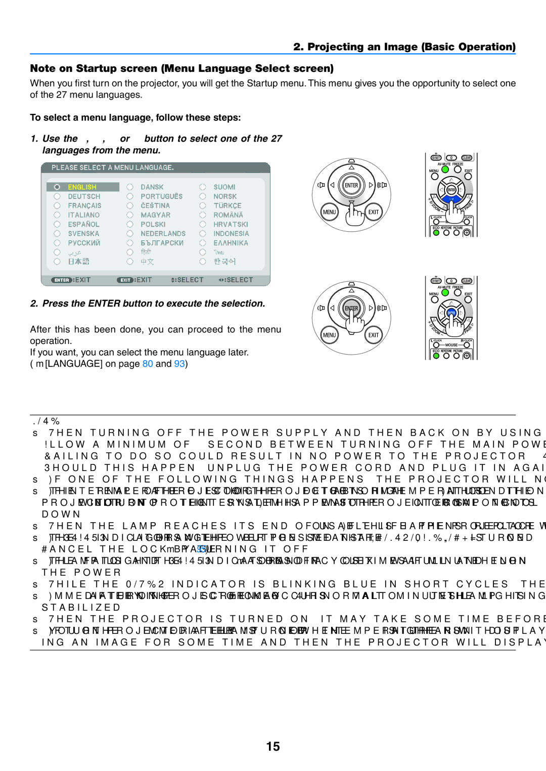 NEC NP-P420X, NP-P350X, NP-P350W user manual To select a menu language, follow these steps 