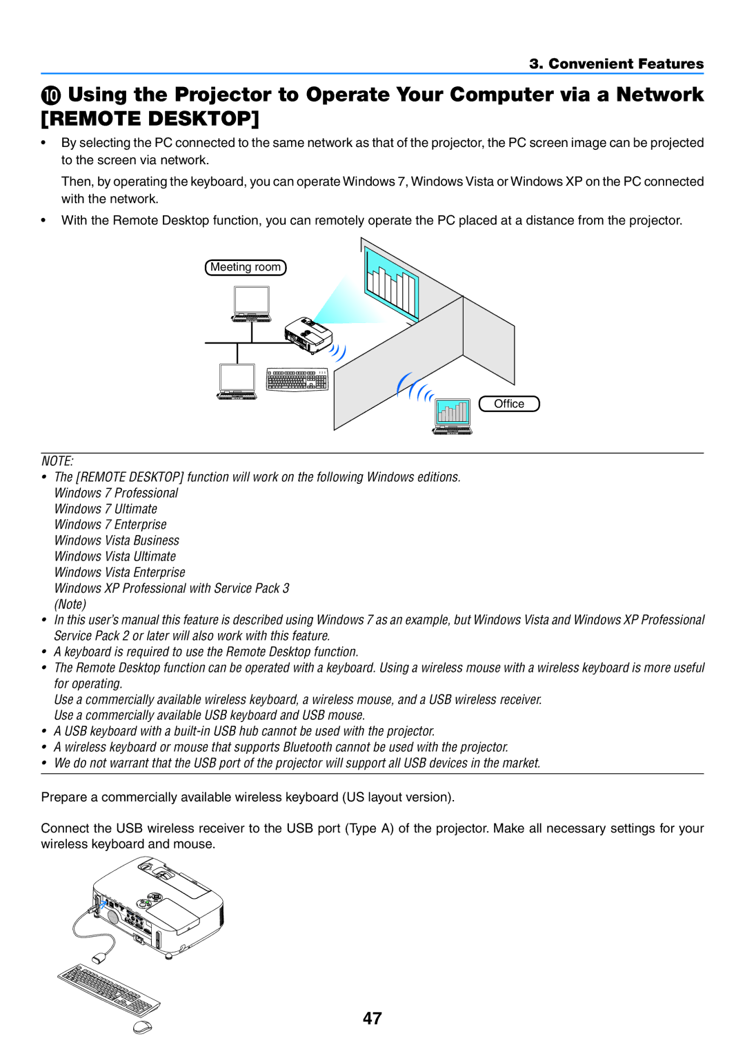 NEC NP-P350W, NP-P420X, NP-P350X user manual Remote Desktop 