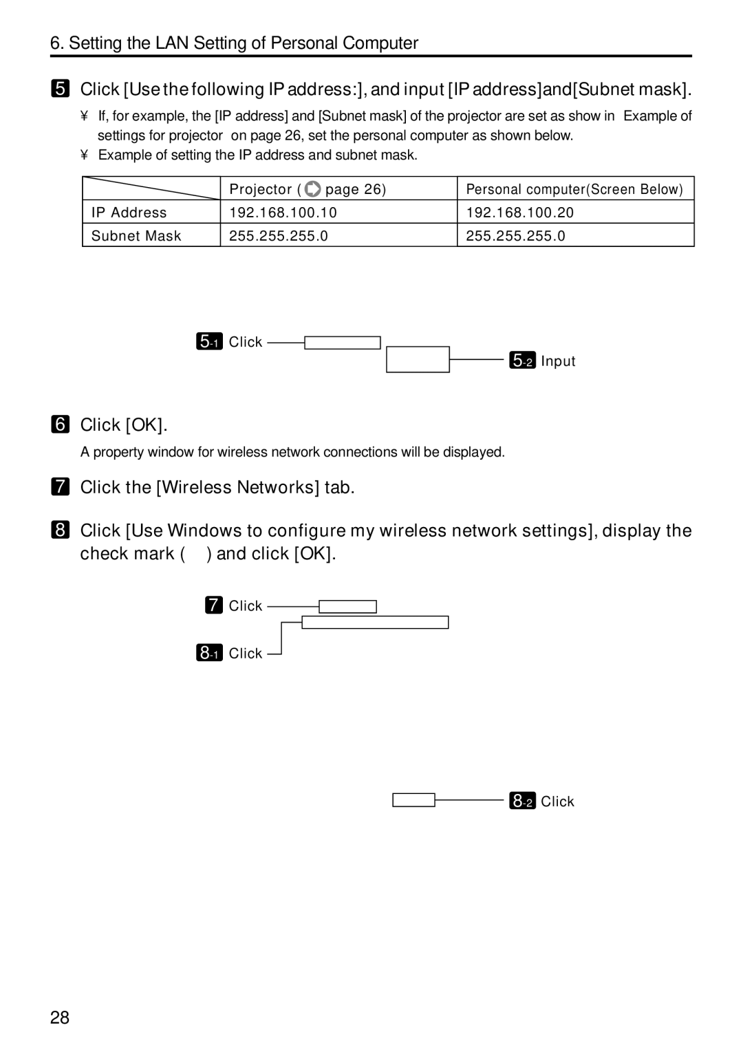 NEC NP1000, NP2000 setup guide Click OK 