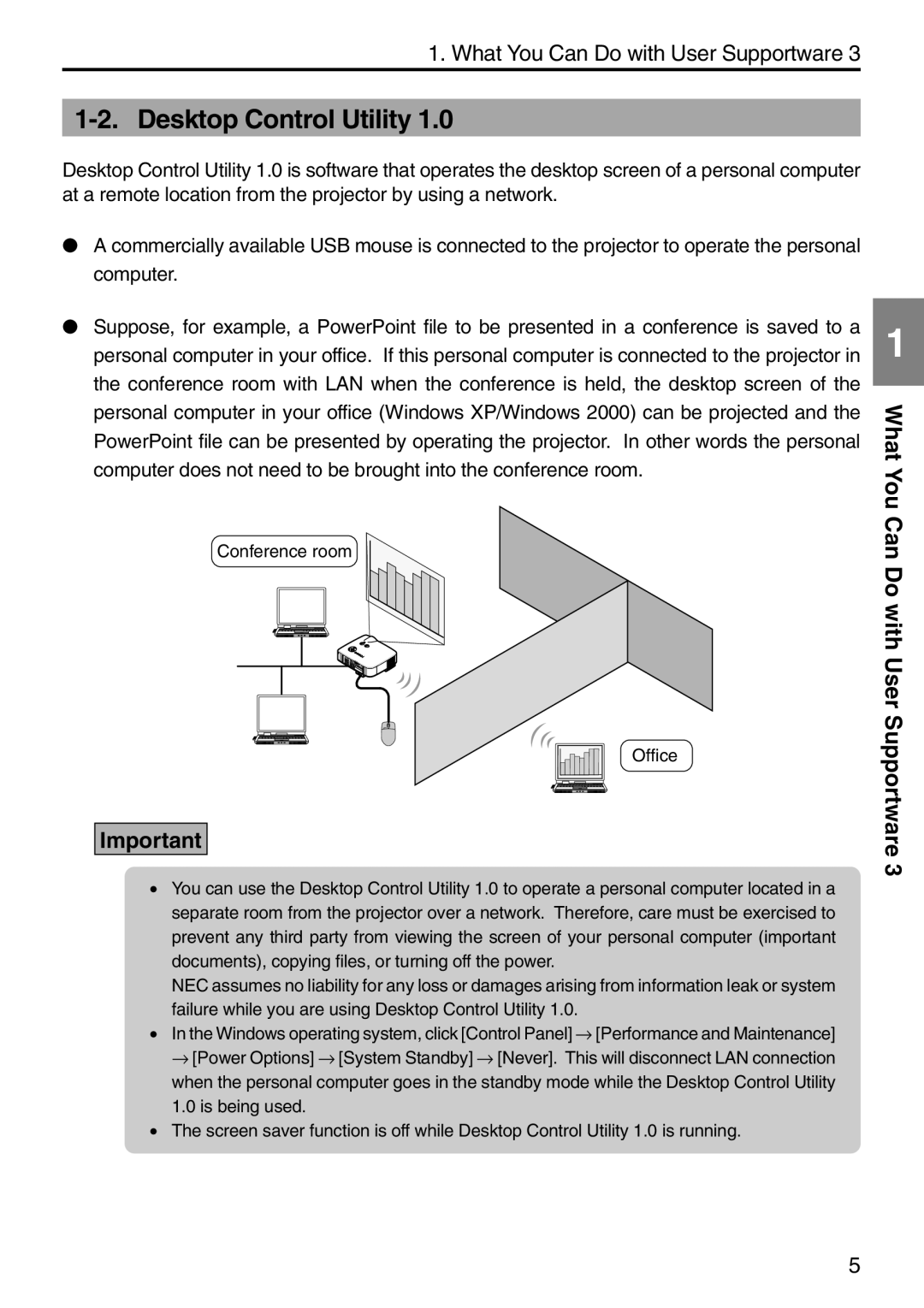 NEC NP2000, NP1000 setup guide Desktop Control Utility 