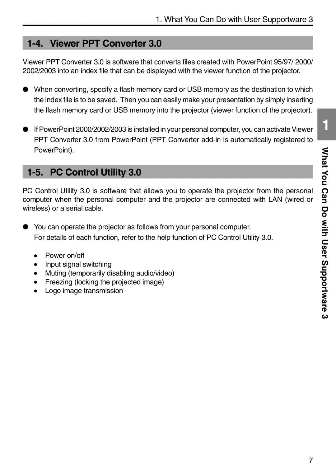 NEC NP2000, NP1000 setup guide Viewer PPT Converter, PC Control Utility 