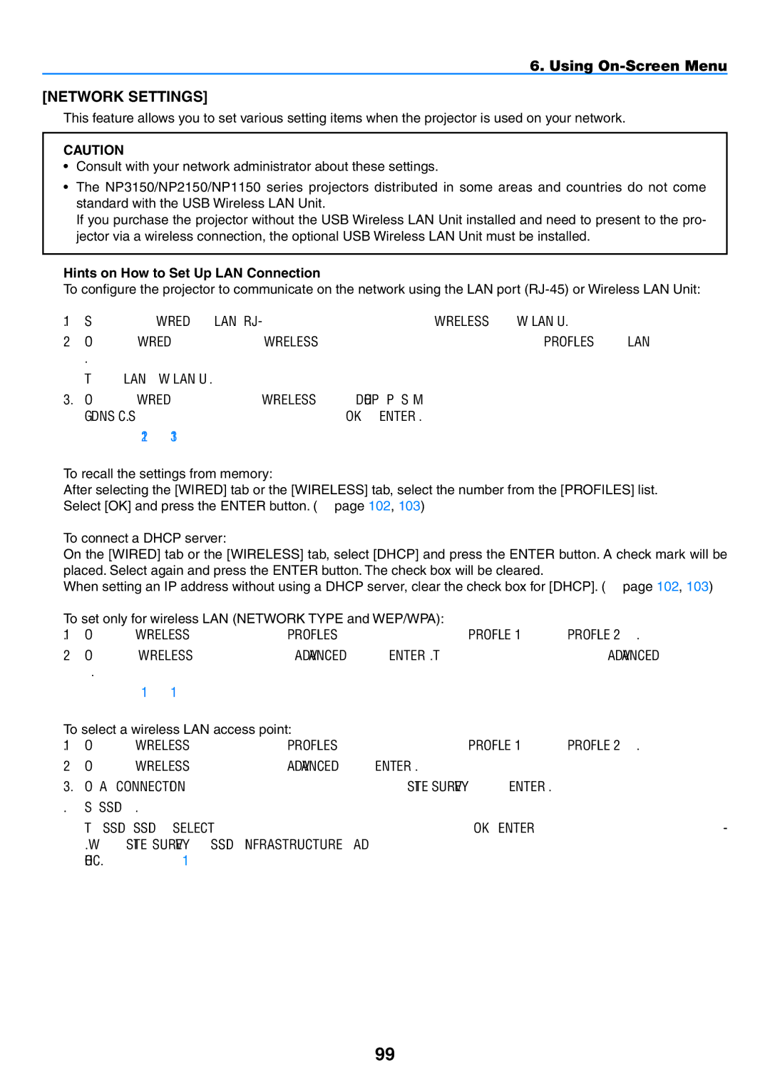 NEC NP2150, NP1150 user manual Hints on How to Set Up LAN Connection, To select a wireless LAN access point 