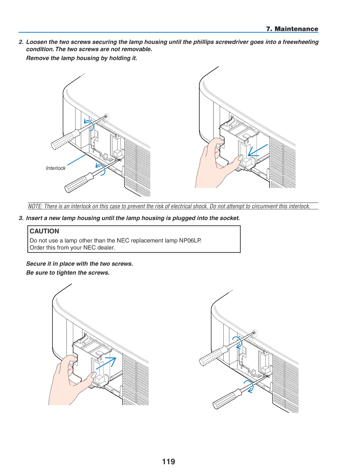 NEC NP2150, NP1150 user manual 119 