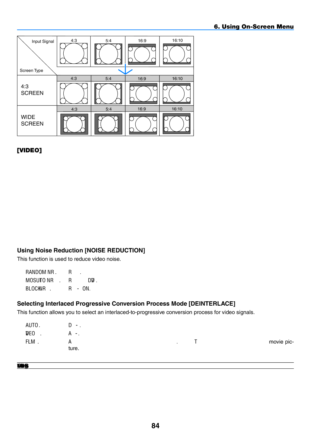 NEC NP1150, NP2150 user manual Video, Using Noise Reduction Noise Reduction 