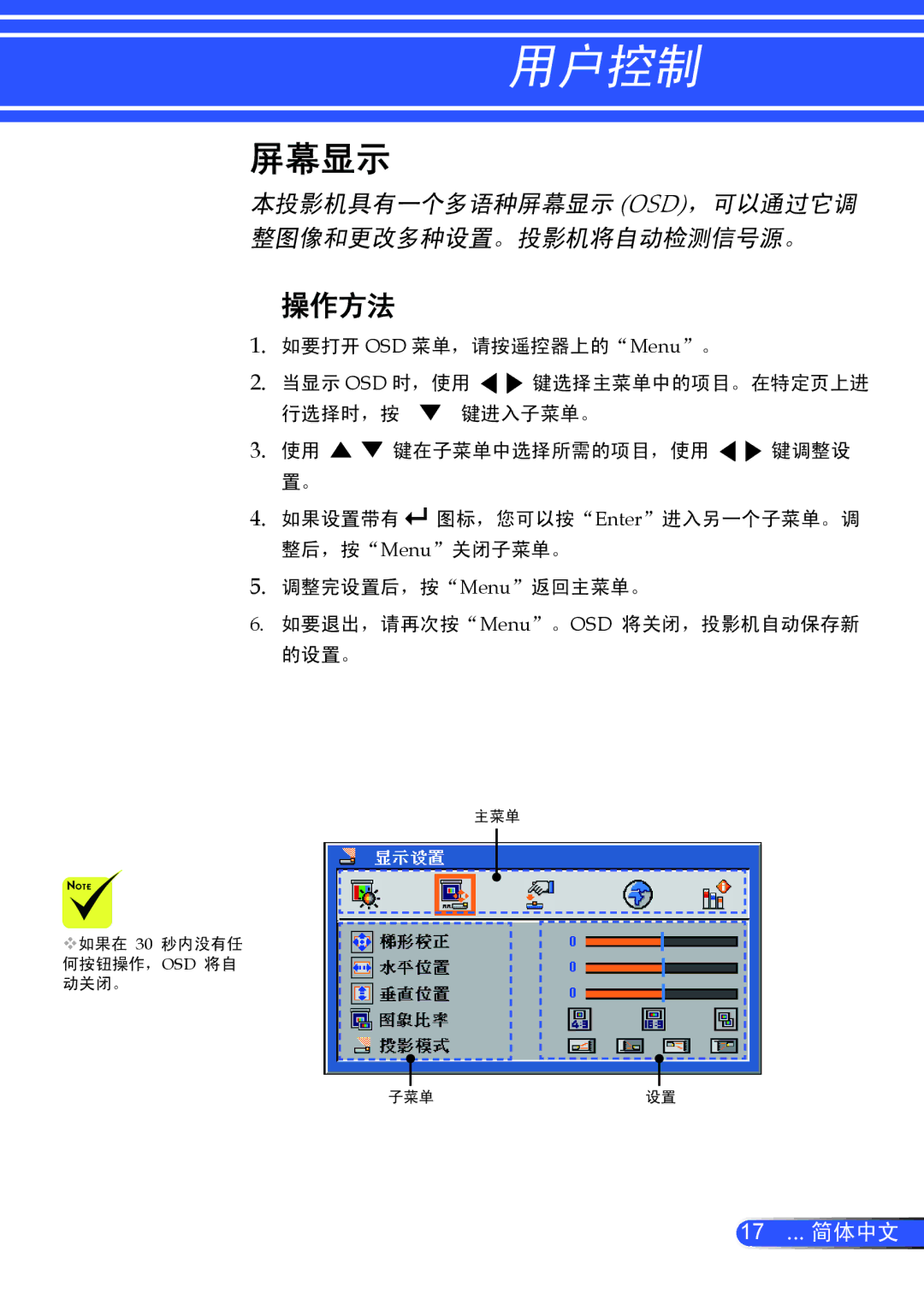 NEC NP100+, NP200+ manual  幕显示, 操作方法 