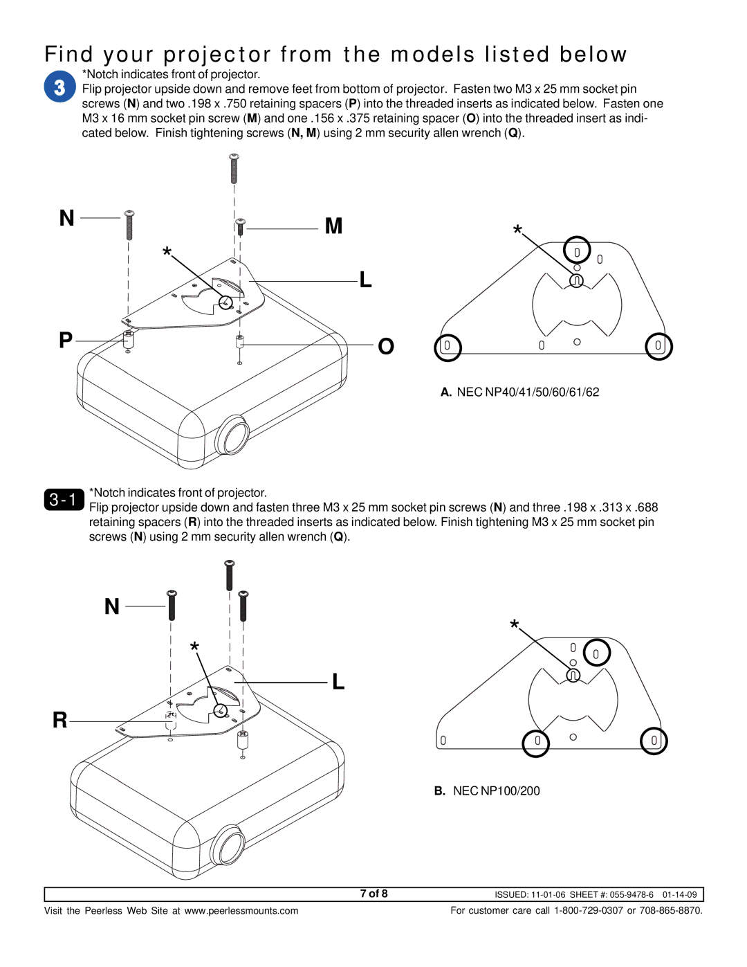 NEC NP40CM instruction sheet Find your projector from the models listed below 