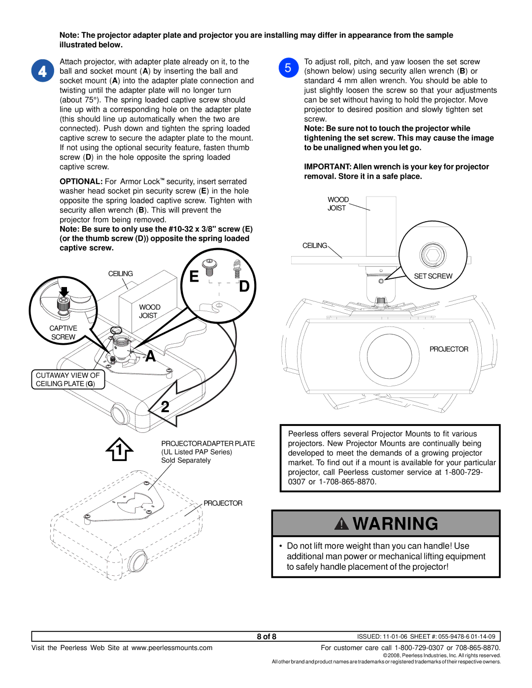 NEC NP40CM instruction sheet Shown below using security allen wrench B or 