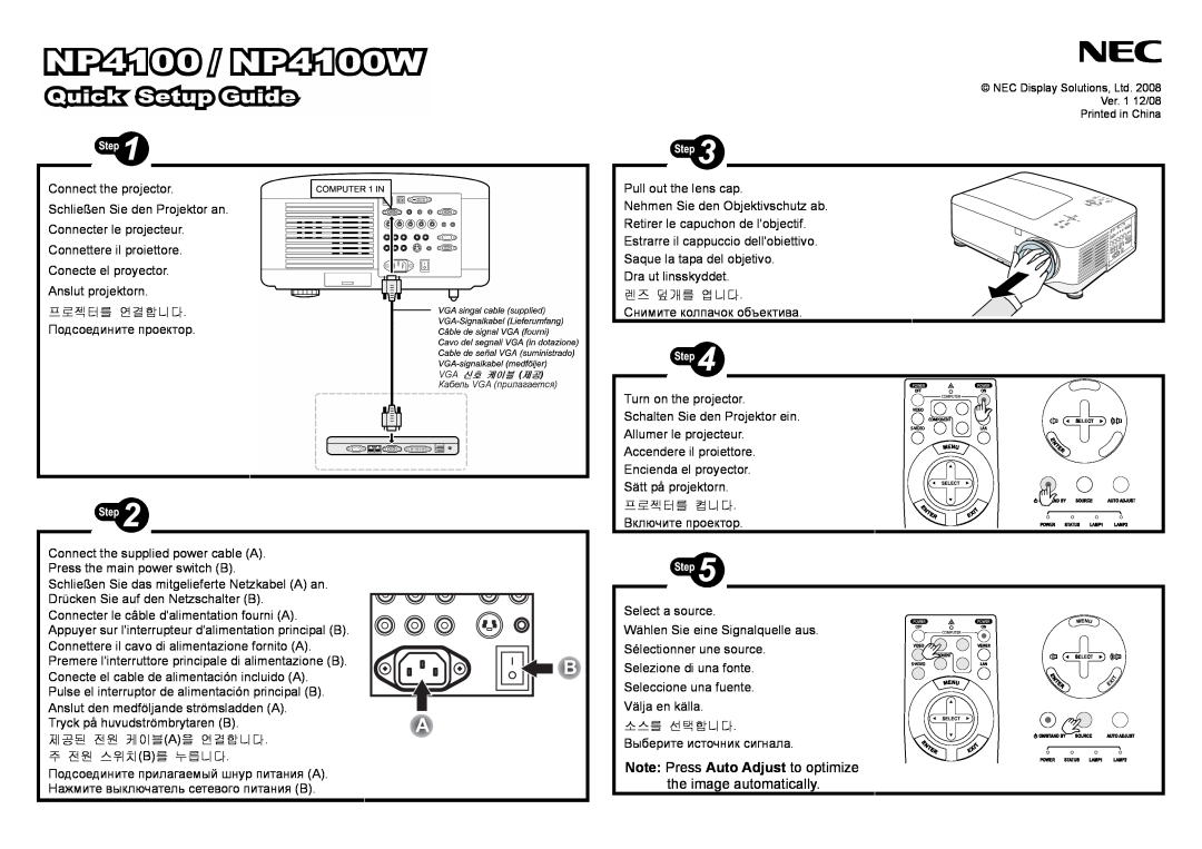 NEC NP4100W manual 