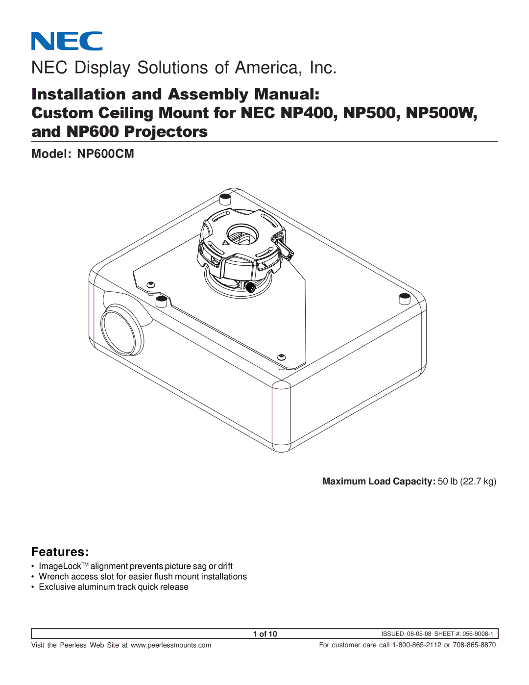 NEC manual NEC Display Solutions of America, Inc, Model NP600CM 